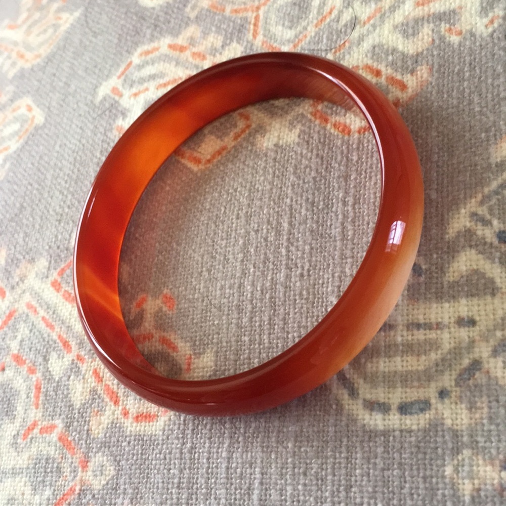 Enamel Bangle Bracelet Dark Orange Color